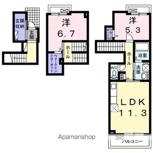 プランドール颯【2階】の間取り