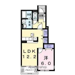 グランソレイユ諏訪Ⅱ【1階】の間取り