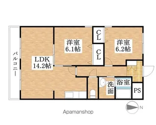 カーサ犬山Ⅱ【2階】の間取り