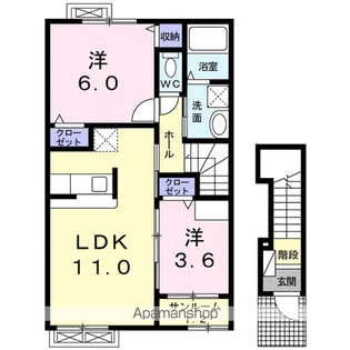 エスパス コンフォルト【2階】の間取り