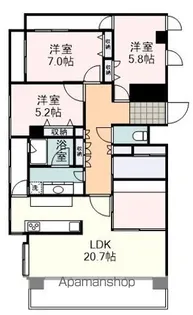 ウィスティリアコート東鷹匠【3階】の間取り