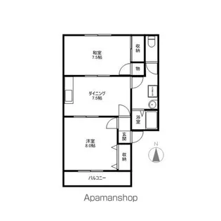 ニューハピネス宮沖C棟【102号室】の間取り