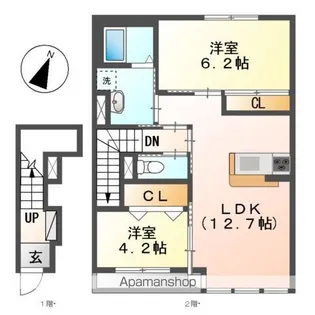 グランチェスタ千香B棟【2階】の間取り