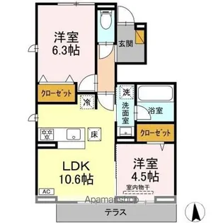 リッシュセゾン E【1階】の間取り