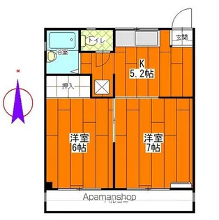 ハイツ川住【206号室】の間取り