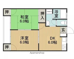 中洲セブンスターハイツ【102号室】の間取り