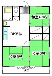 大内アパート【202号室】の間取り