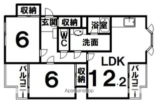 西3.4マンション【5階】の間取り