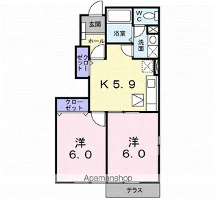 エヴァーグリーン吉富B【1階】の間取り