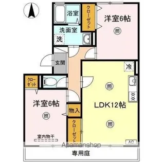 アーバンツインピア湊【1階】の間取り