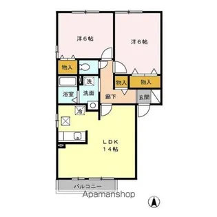 パルアモーレ【B-201号室】の間取り