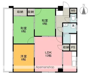 レジデンス市坪【301号室】の間取り