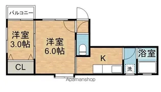 クレセントKO−SA【202号室】の間取り