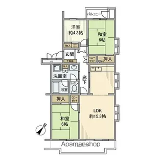 コーポ下鶴間1号棟【5階】の間取り