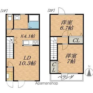 北海道帯広市東七条南1丁目【テラスハウス】の間取り
