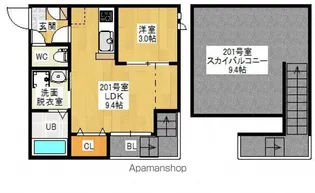 GRANDTIC ARIETTA 2(旧)GR 庚午2【201号室号室】の間取り