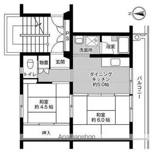 ビレッジハウス千津ヶ谷1号棟【404号室】の間取り