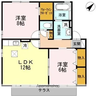 グランパルク大坪B【1階】の間取り