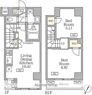 アジールコート三宿テラス【1階】の間取り