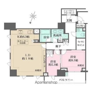 ザ・パークハウス渋谷南平台【7階】の間取り