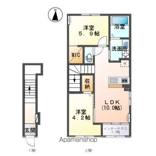 パーチェミノクラ(PACE MINOKURA)【2階】の間取り