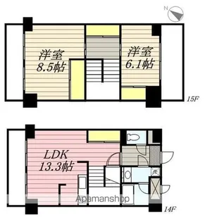 レジデンス住吉【14階】の間取り