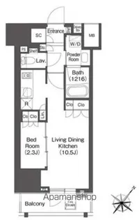 レフィールオーブ代々木【4階】の間取り