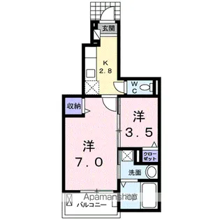 HALE PLUS【102号室】の間取り