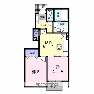 クレスト楓【1階】の間取り