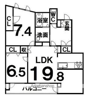 カーサ・ミア【3階】の間取り