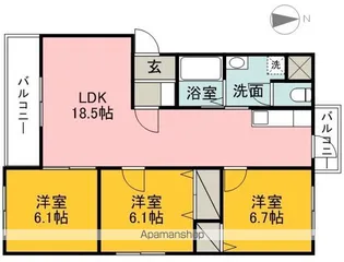 ボヌールレジデンス【B302号室】の間取り