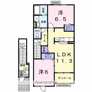 グランデ・フィオーレ ⅡーA【2階】の間取り
