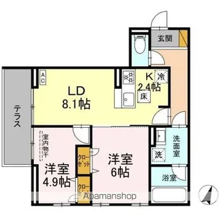 リシェスみのり台 A・B・C A棟【1階】の間取り