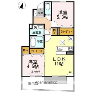 グレイスコート唐崎【1階】の間取り