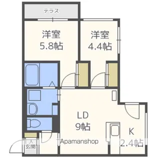 ブランシャール学園前【1階】の間取り