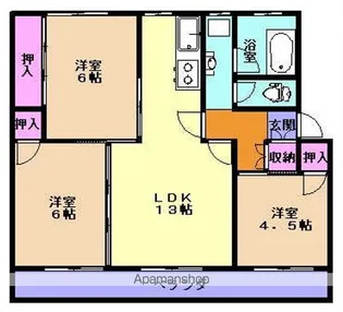 関が丘ヒルズ2号館【101号室】の間取り