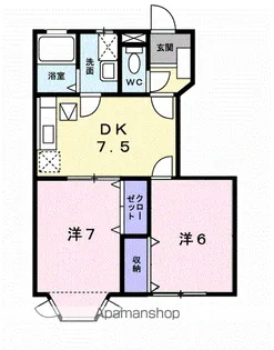福岡県久留米市三潴町西牟田【アパート】の間取り