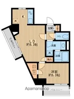 東京都新宿区弁天町【マンション】の間取り