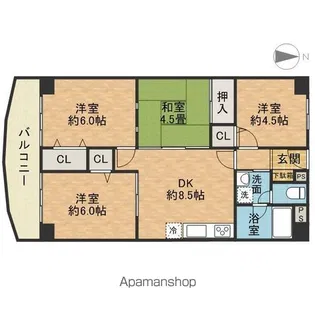 南茨木駅前ハイタウンA棟【4階】の間取り