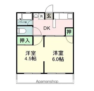 2DKの間取り画像
