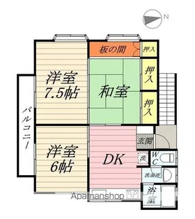 ツクダアパート【2階】の間取り