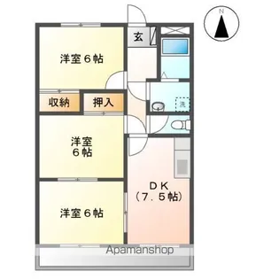 グリーンパーク二木ノ松【2階】の間取り