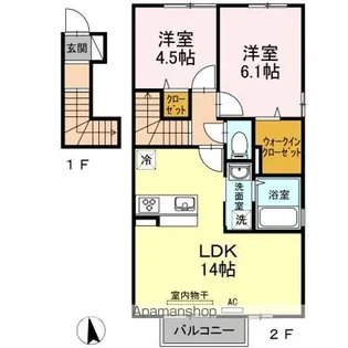 グランツ上薬王寺 A棟【2階】の間取り