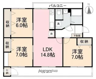 こぐまマンション屋島ⅢB【104号室】の間取り