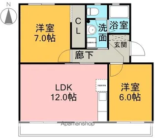 ルミエール中里【102号室】の間取り