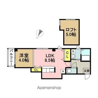ジェンティーレ美野島Ⅰ【2階】の間取り
