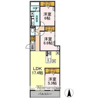 リアンフォール【1階】の間取り