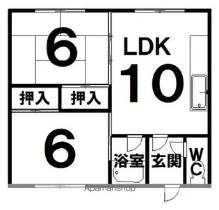 ハイツひまわり(緑ヶ岡)【2階】の間取り