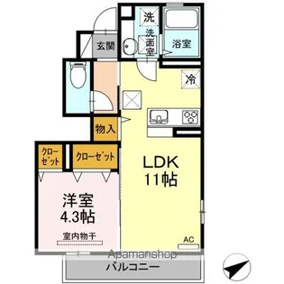 DーROOM須屋【1階】の間取り