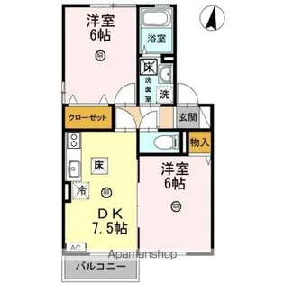 風のクローバー A【1階】の間取り